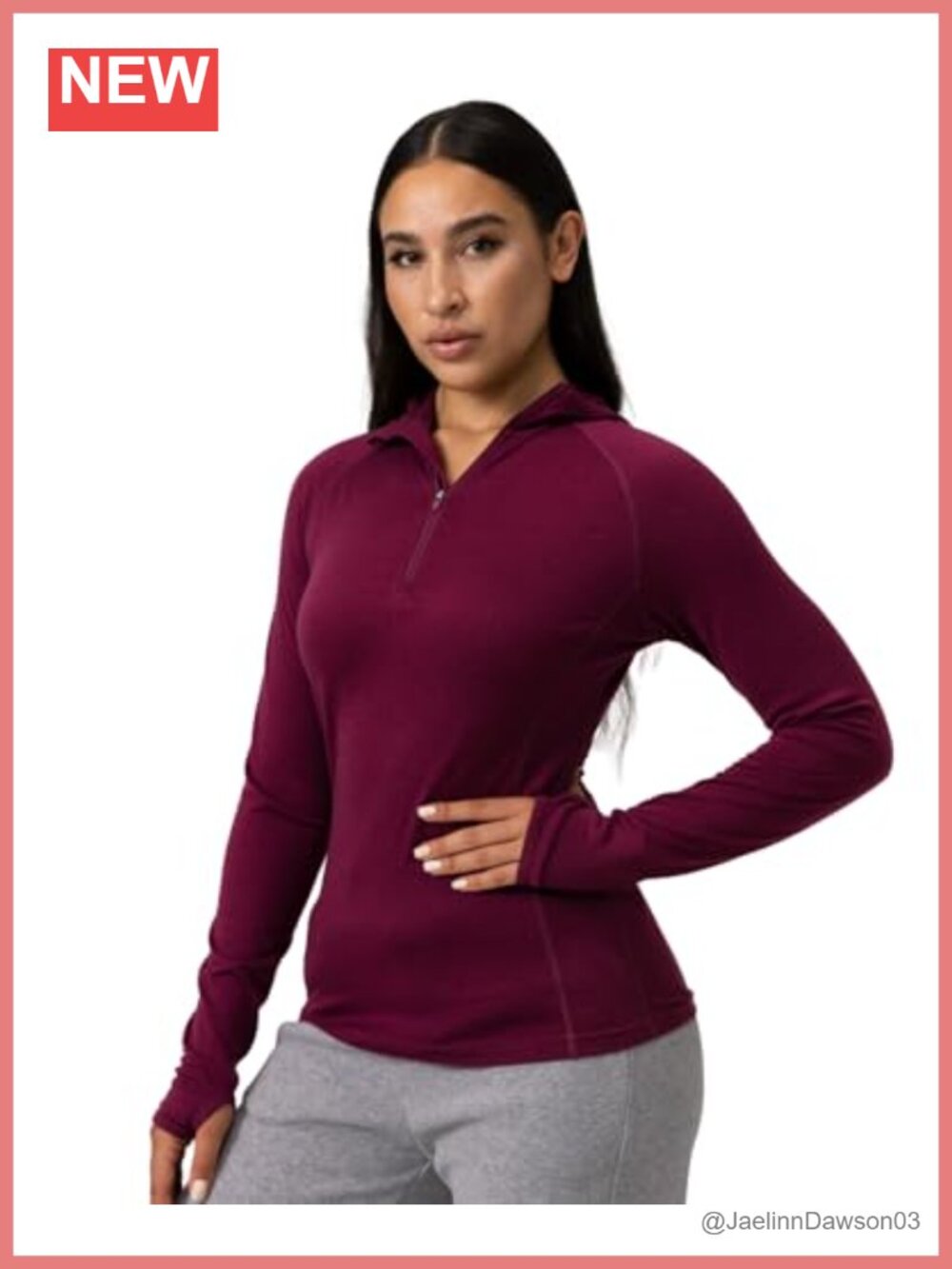 100% Merino Wool Quarter Zip Hoodie Women Base Layer Thermal Running